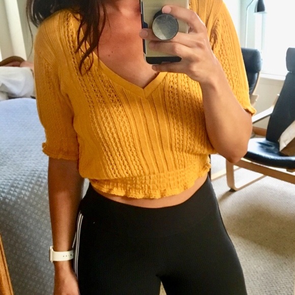 Zara Tops - ZARA MUSTARD CROP TOP